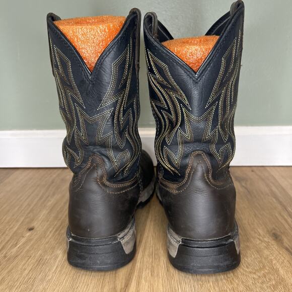 Ariat Mens 9.5D Boots Rebar Flex Brown Leather Square Toe Dry Shield Work - Picture 6 of 9